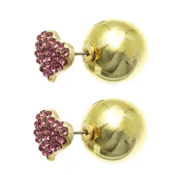 Reversible Crystal Cross and  Heart Snowflake Stud Earrings Set - Picture 4 of 7